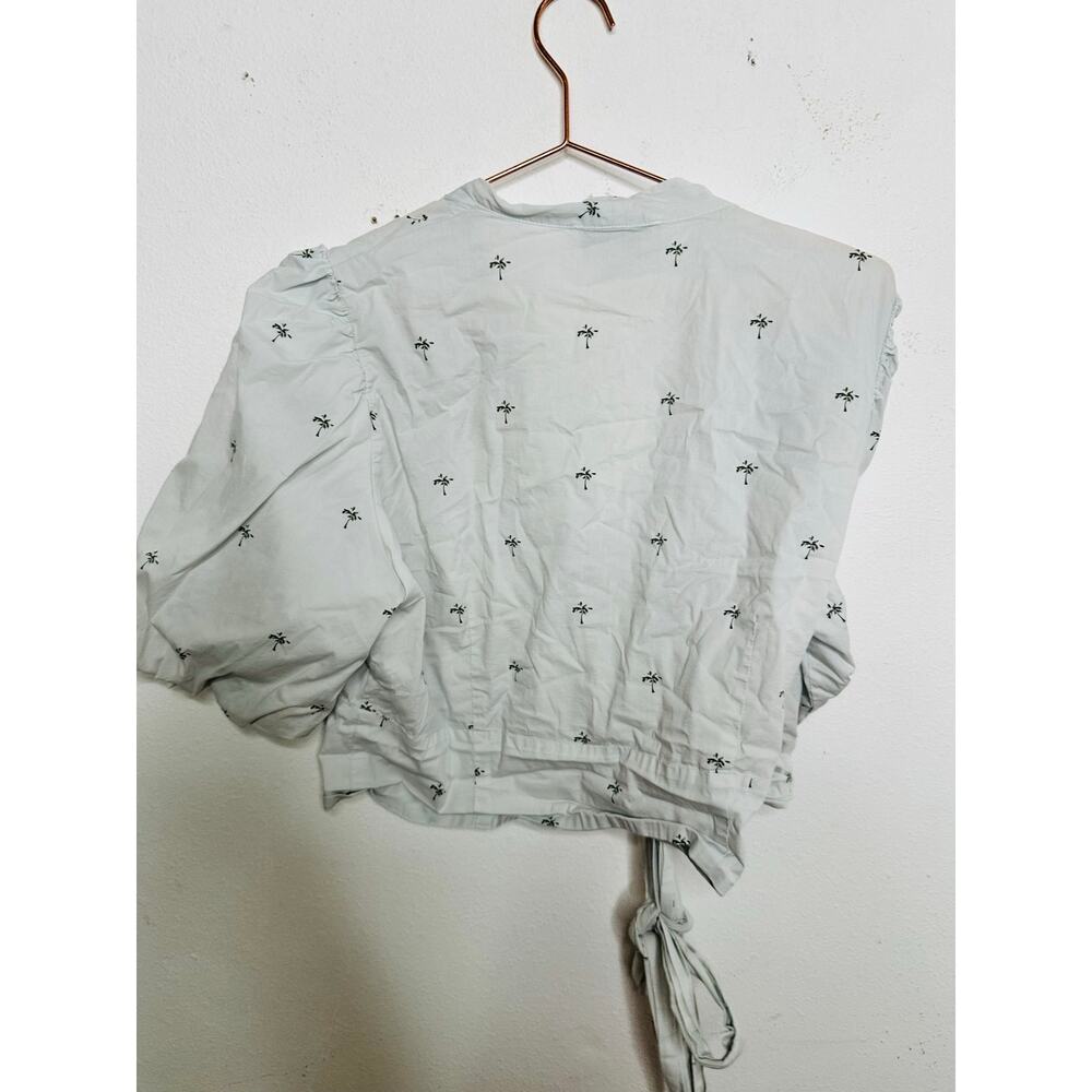 MUNTHE White Floral Printed Cotton Blend V-Neck Tie Closure Goldie Top Size 42 - Picture 8 of 12